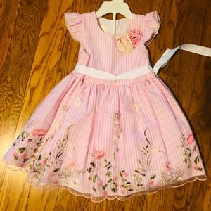 Pink and floral embroidery print dress in size 24m